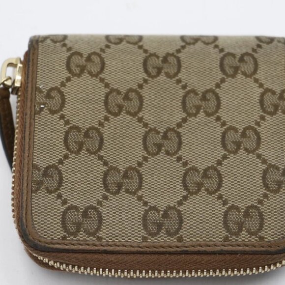 Gucci Beige/Brown GG Canvas and Leather Emblem Zip Mini Wallet - Picture 3 of 13